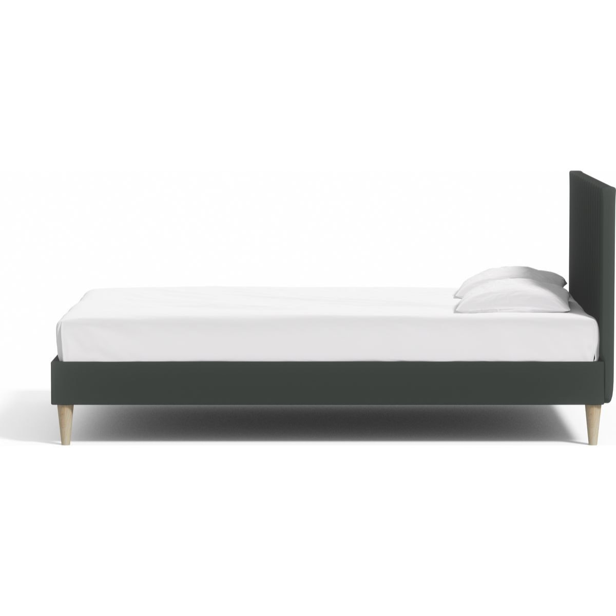 Lit adulte en velours avec tête de lit matelassée - ELIOT