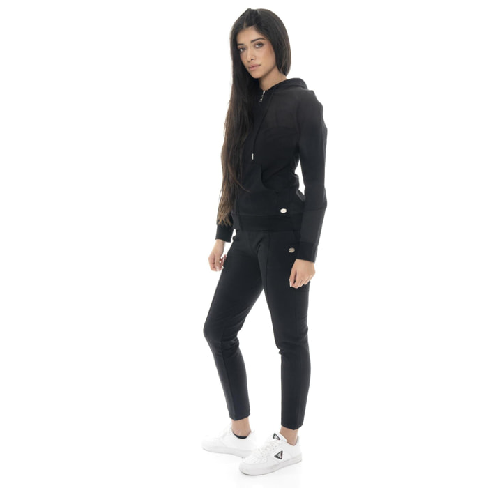 Pantalón de mujer de algodón sin forro polar con pinza Leone Basic