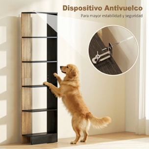 Estantería de 5 Niveles, Estantería Almacenaje, Librería Estrecha para Espacios Pequeños, Sala de Estar y Cocina, 45x21x170 cm, Negro y Roble