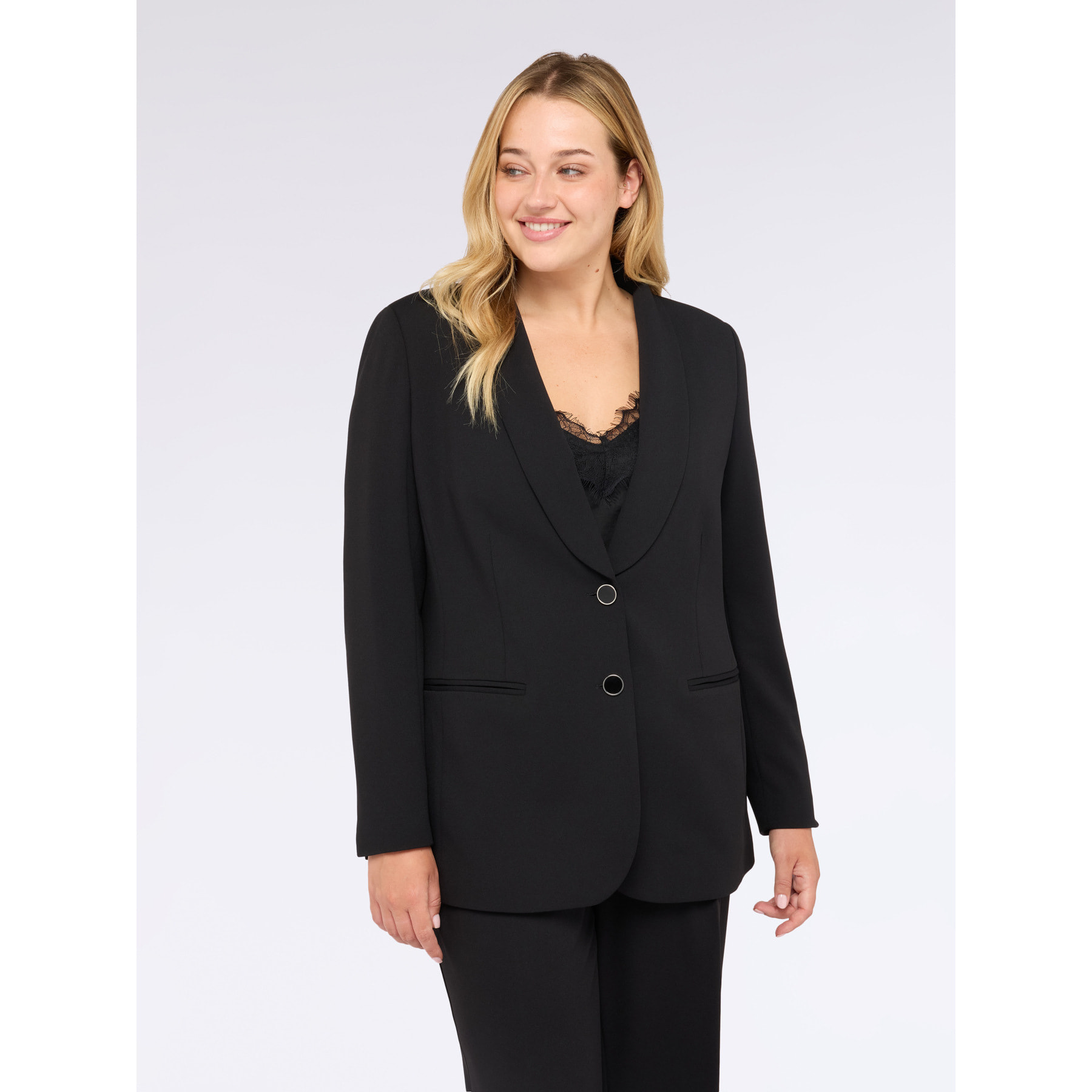 Fiorella Rubino - Blazer fitted in tessuto stretch - Nero
