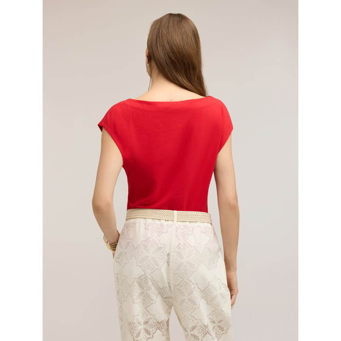 Motivi - Top con drapeado lateral - Rojo