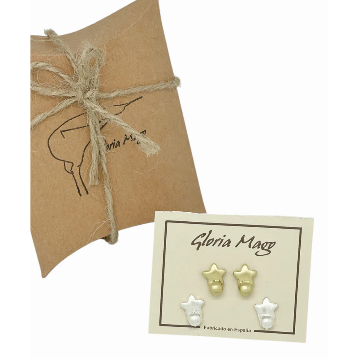Pack de pendientes estrella mini en plata 10µ y dorado
