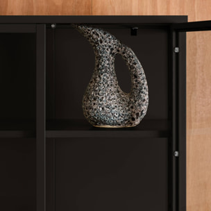 Buffet, vaisselier acier et verre trempé 2 portes 180cm ARKANSAS