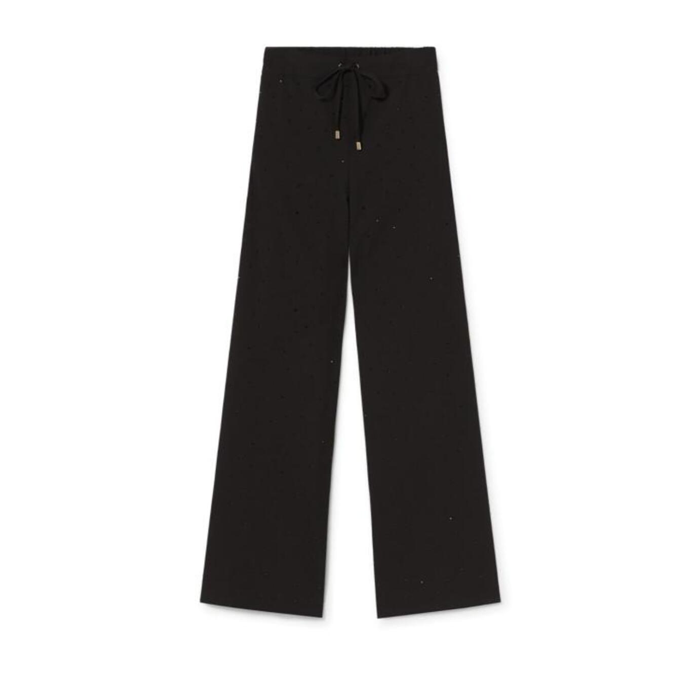Pantaloni dritti con strass
