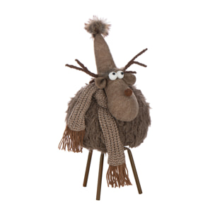 J-Line figurine Renne Chapeau + Écharpe - polyrésine - brun - medium