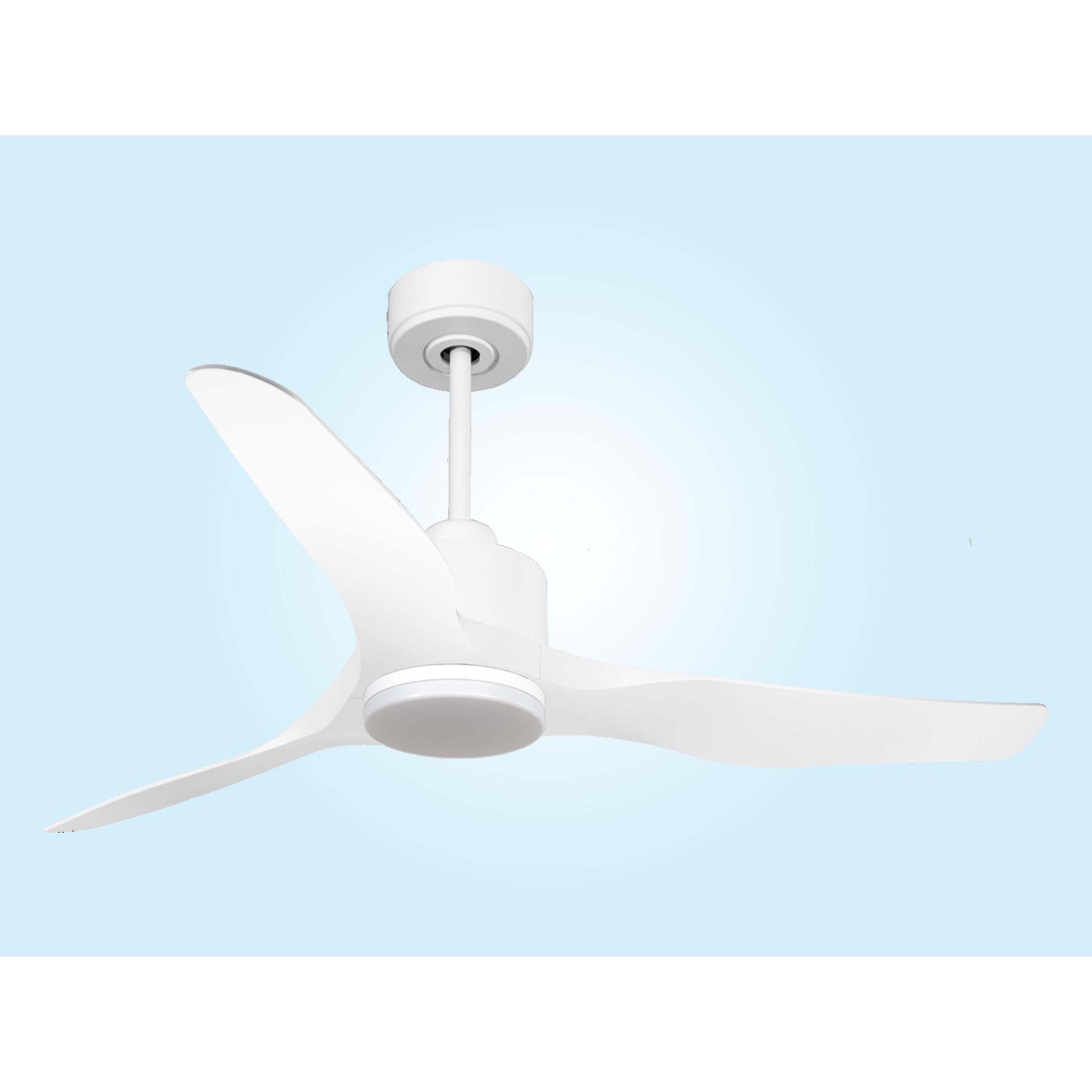 Ventilador de techo Reversible Termostato Dimable Wifi Motor DC Techos Inclinados Mando a Distancia Luz tres tonos Adaptador 2/3 Aspas Hypersilence Memoria ThassosD127C03LED67773 PURLINE