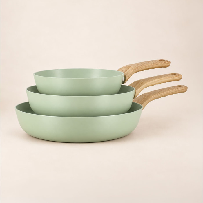 Lot de 3 poêles revêtement céramique céladon - tous feux CELADON
