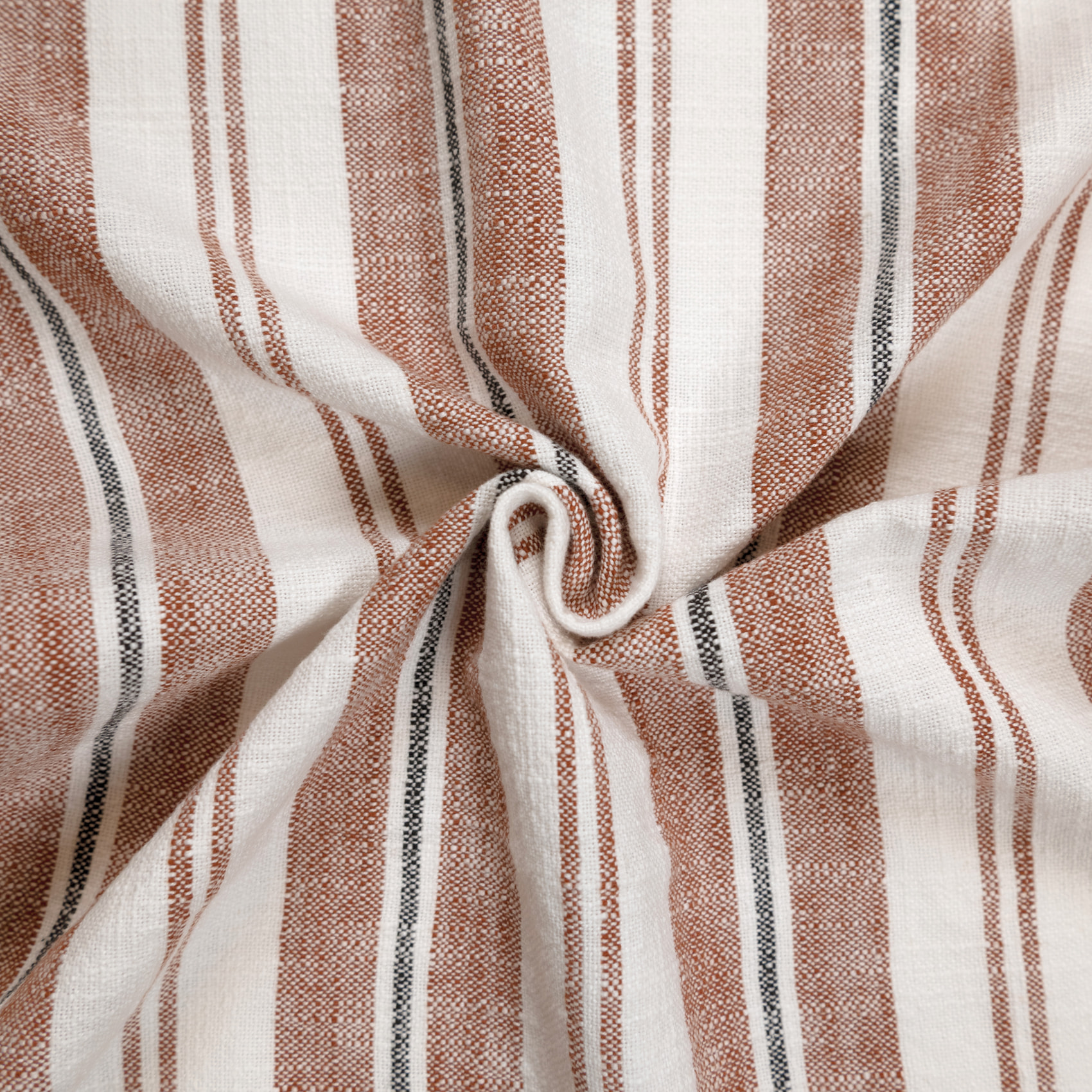 Rideau 100% coton rayures tapissier LOURMARIN - Terracotta