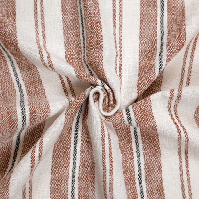 Rideau 100% coton rayures tapissier LOURMARIN - Terracotta