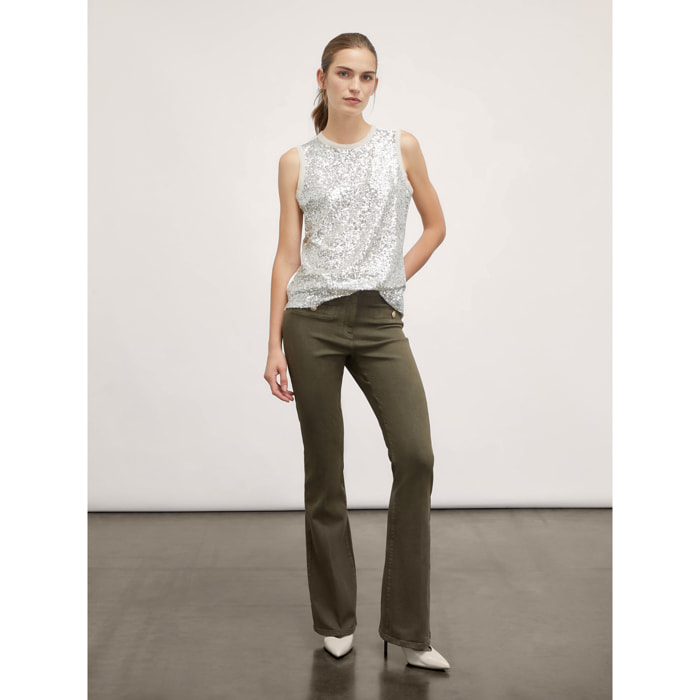 Motivi - Pantaloni flare con tasche - Verde militare