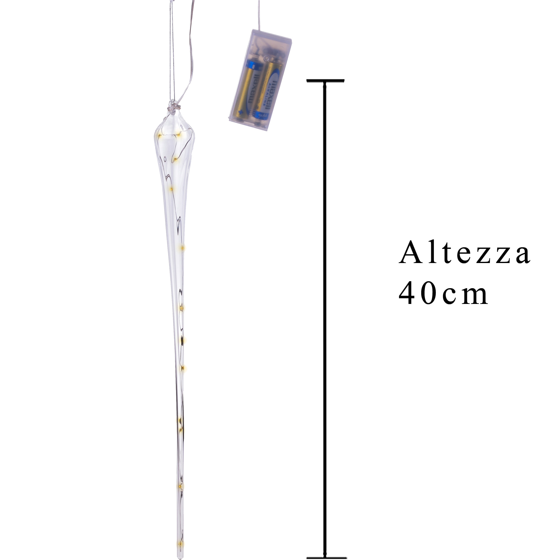 Finale Vetro Con Led. Altezza 40 Cm - Pezzi 1 - 4X40X4cm - Colore: Altro - Bianchi Dino