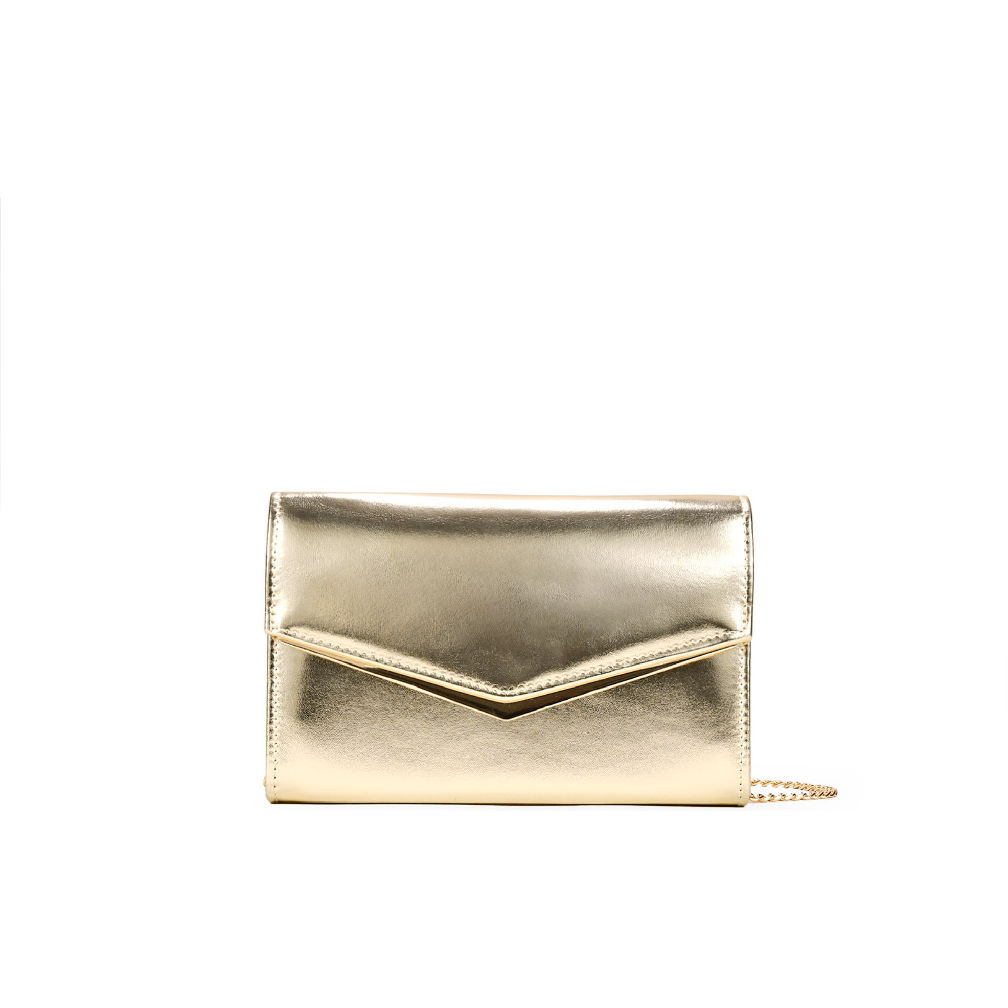 Bolso de fiesta dorado con solapa