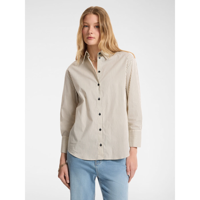 Elena Mirò - Camicia rigata - Bianco