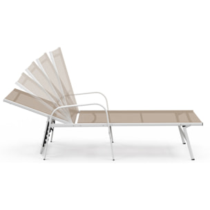 Transats inclinables 5 positions en textilène beige - lot de 2
