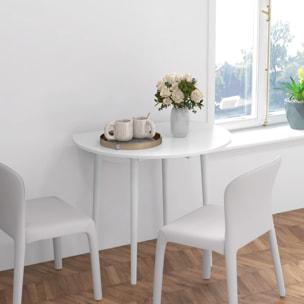 Table à manger ronde 4 personnes - table ronde extensible - table pliable 2 abattants - dia. 89 x 73H cm - bois blanc
