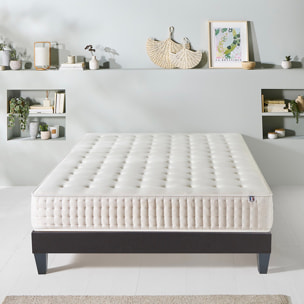 Ensemble Matelas Vendôme & Sommier KIT15, 25 cm, Mémoire de Forme et Mousse Supersoft, Technologie tri-Lattes, Soutien ferme
