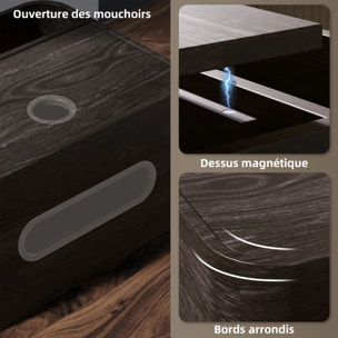 Organiseur de bureau rangement bureau - 2 compartiments, boîte à mouchoirs - aspect bois foncé