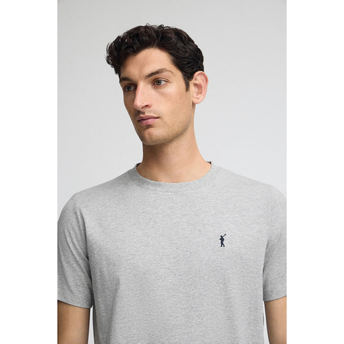 Camiseta gris vigoré con cuello redondo y bordado Rigby Go
