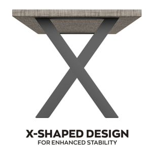 Tavolo da pranzo in legno e metallo con piedi x-shaped nero 220x100 cm Grigio Testurizzato