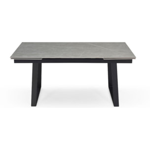 Table extensible céramique gris laqué 180/260cm - 8 piètements - UNIK