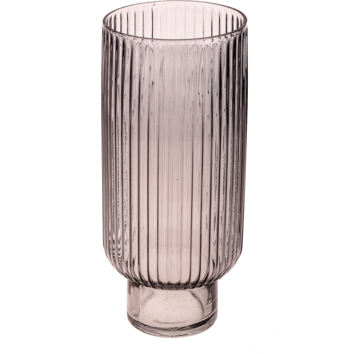 Vaso Rigato con Base - Pezzi 1 - Colore Argentato - 15x35Hx15cm - Bianchi Dino