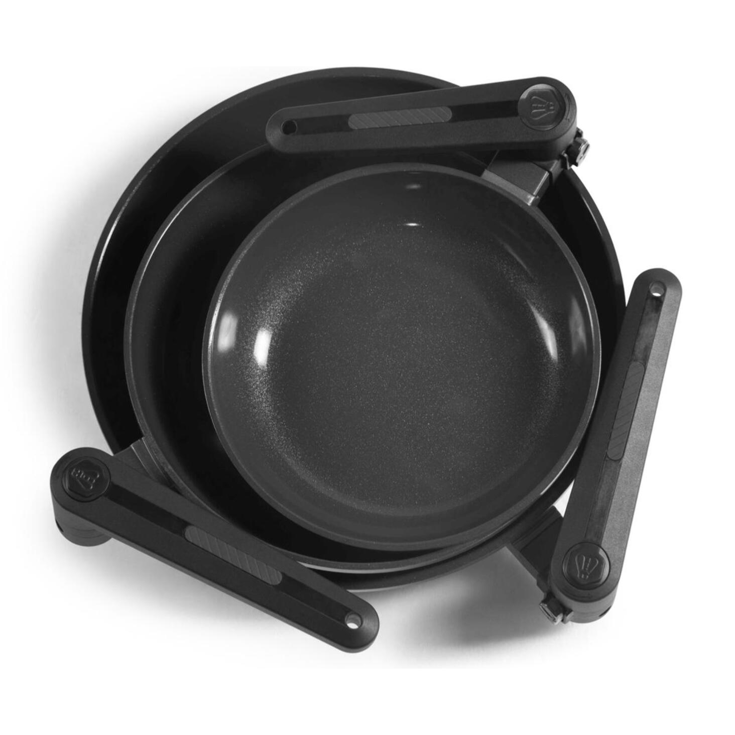 Set de 3 poêles 20 24 28 cm avec manches repliables - Transformer