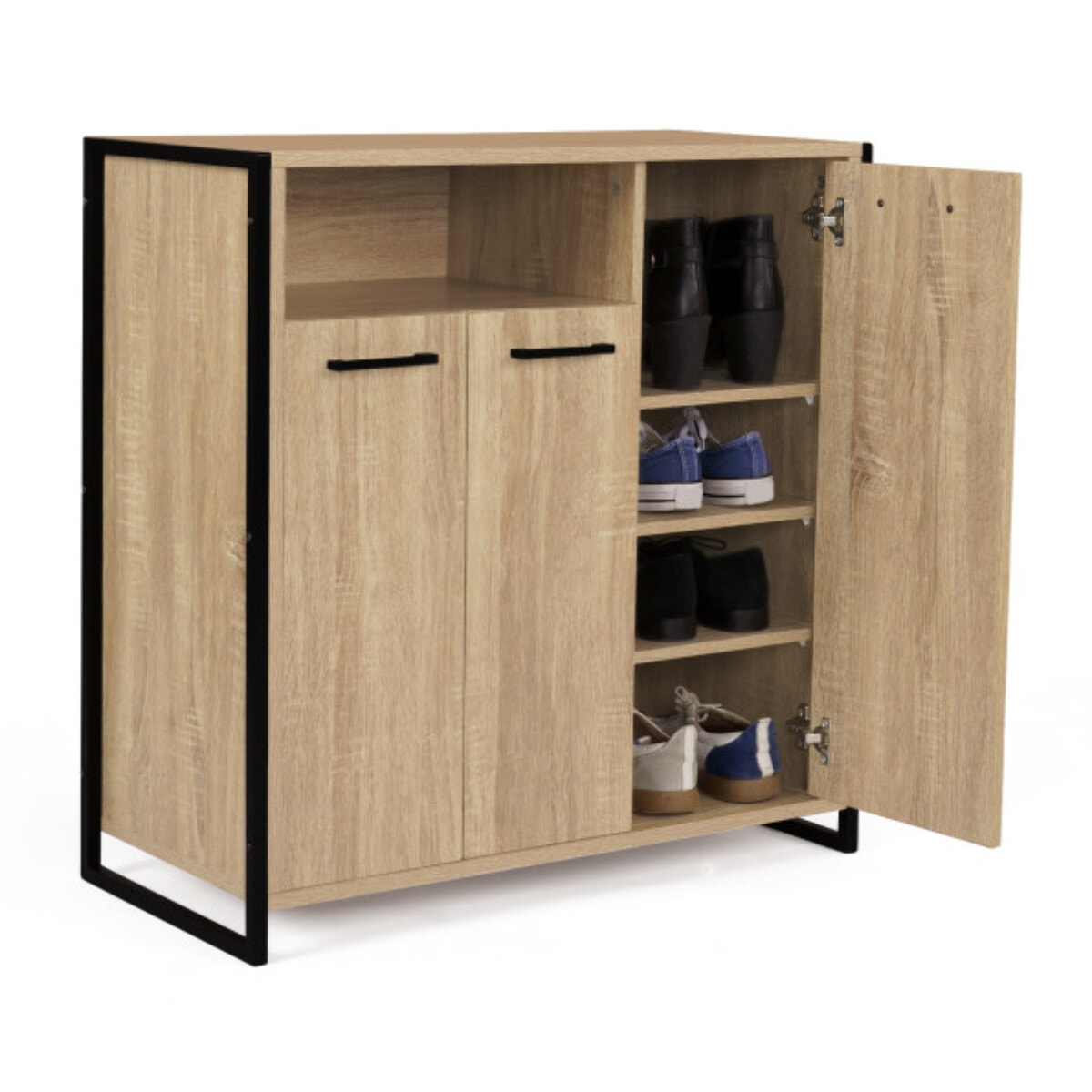 Meuble chaussures Alan 3 portes + niche latérale - 18 paires