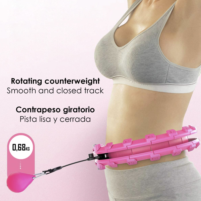 Aro Hula Hoop sportivo per Fitness, aro regolabile, non cade, contrappeso rotante. Attrezzature di ginnastica e fitness per la casa.