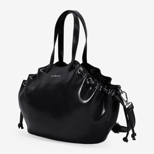 Bolso de mano negro con fruncido
