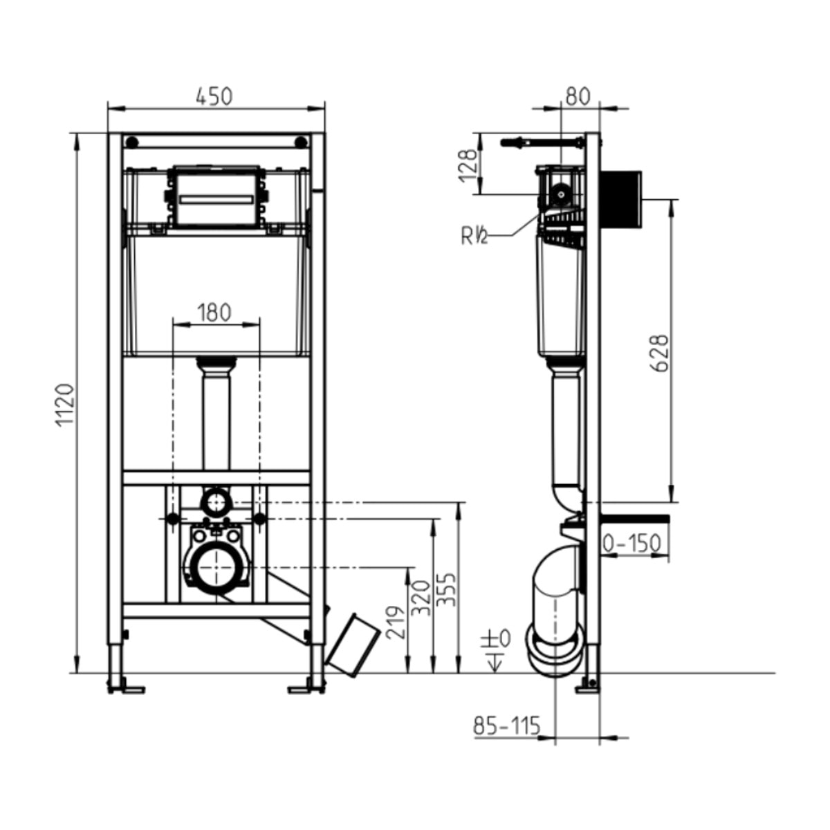 Pack WC suspendu sans bride Avento + Bâti support ViConnect Pro + abattant frein de chute + plaque chromée