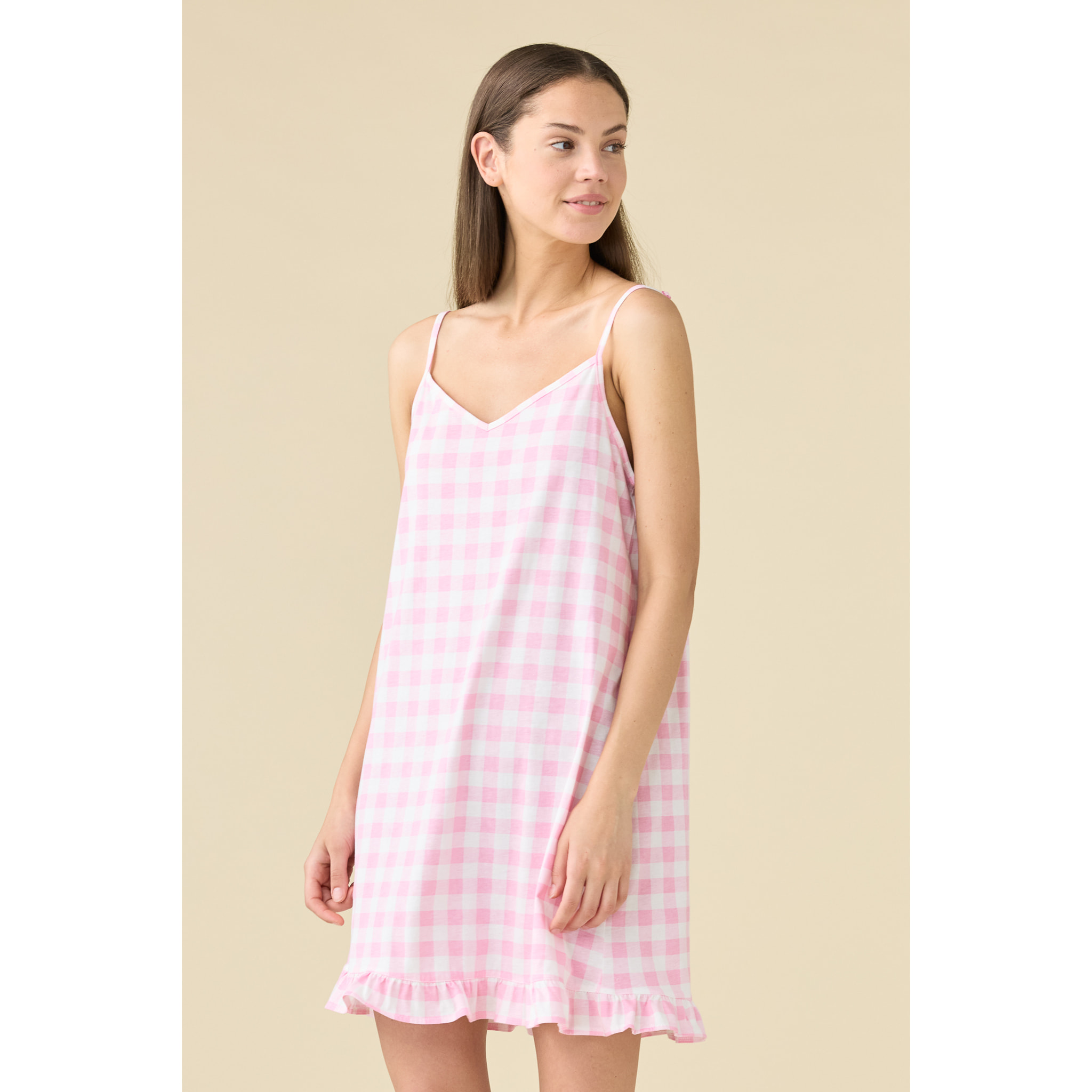 Camicia da notte donna estiva in cotone articolo vichy heart. Noidinotte