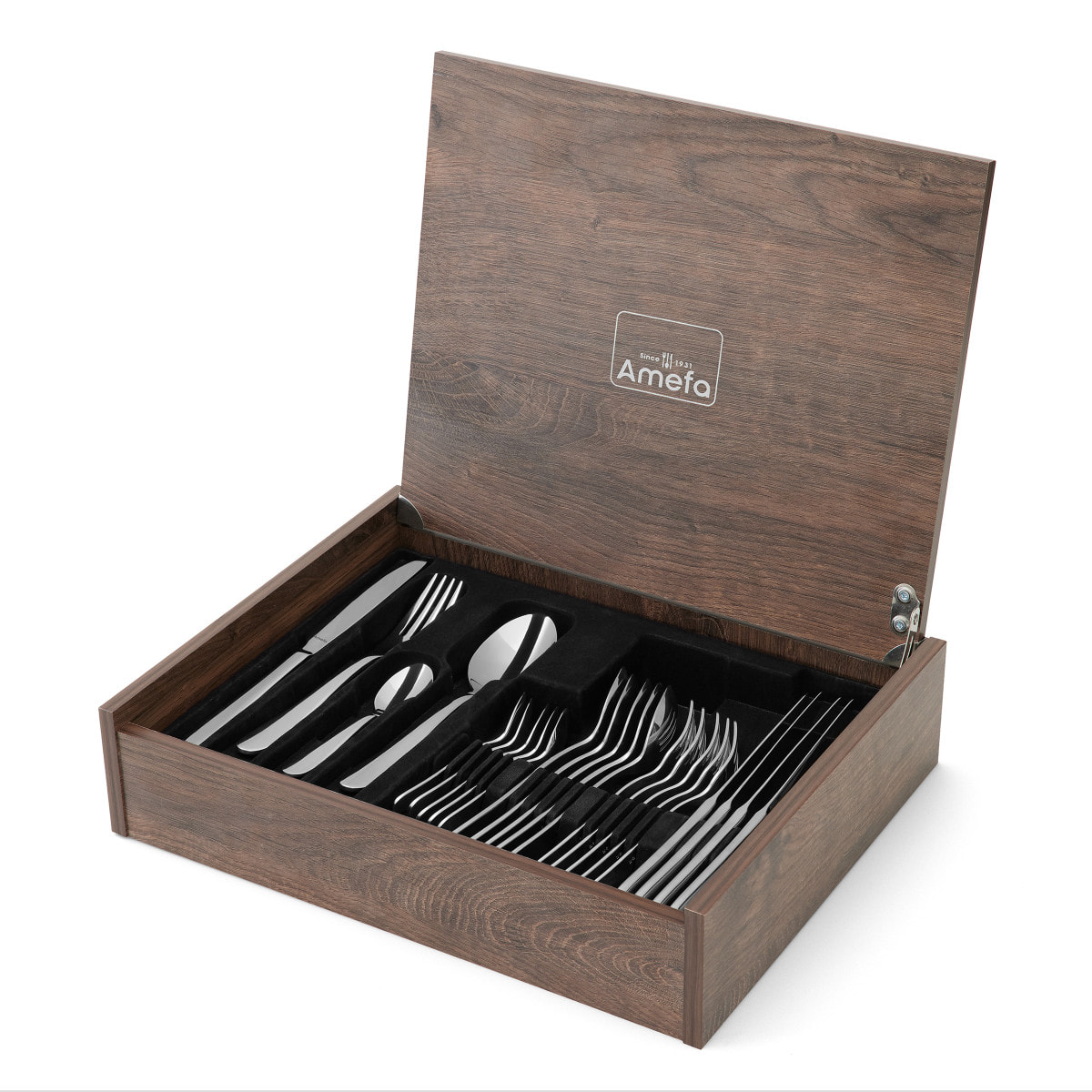Joy - Juego de cubiertos de 24 piezas en cofre de madera