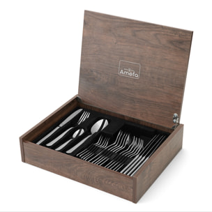 Joy - Juego de cubiertos de 24 piezas en cofre de madera