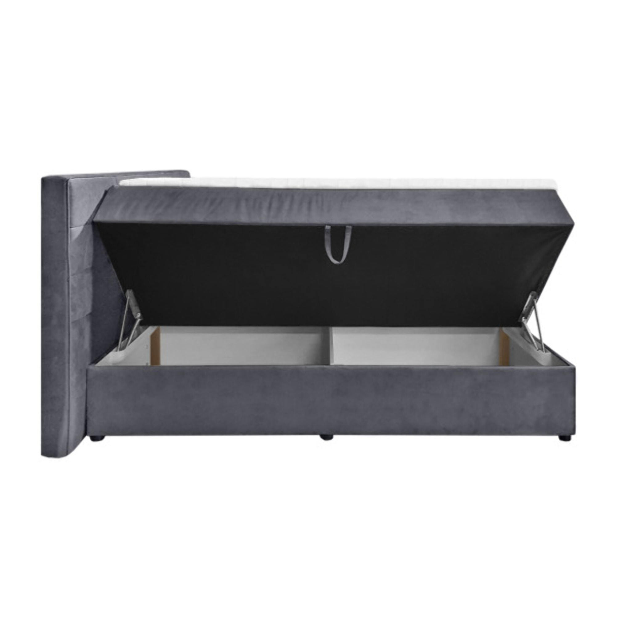Lit boxspring complet en velours gris ou taupe 160x200 - GENEVE