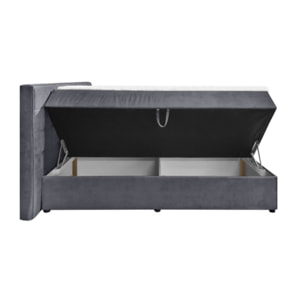 Lit boxspring complet en velours gris ou taupe 160x200 - GENEVE