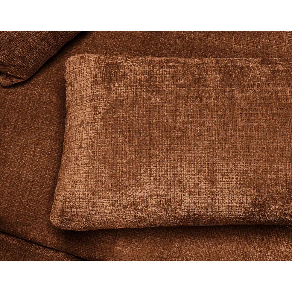 Miro - Canapé d'angle droit 4 places convertible avec coffre en velours texturé - Rouille