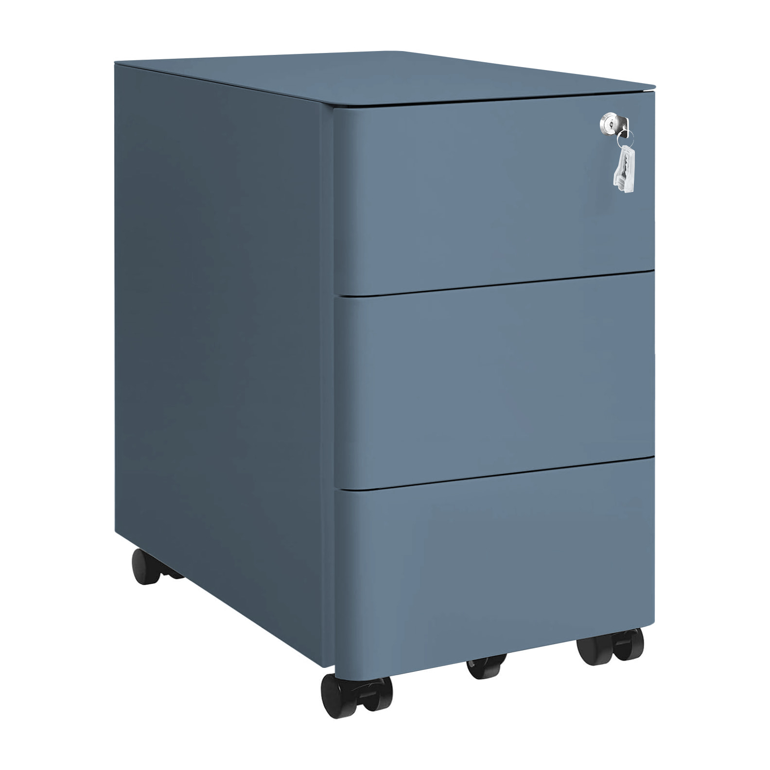 Cassettiera con serratura in acciaio ceruleo 30x50x54 cm - Riley