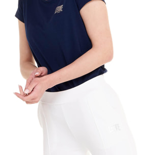 Pantalone donna dritto con piega in felpa Training