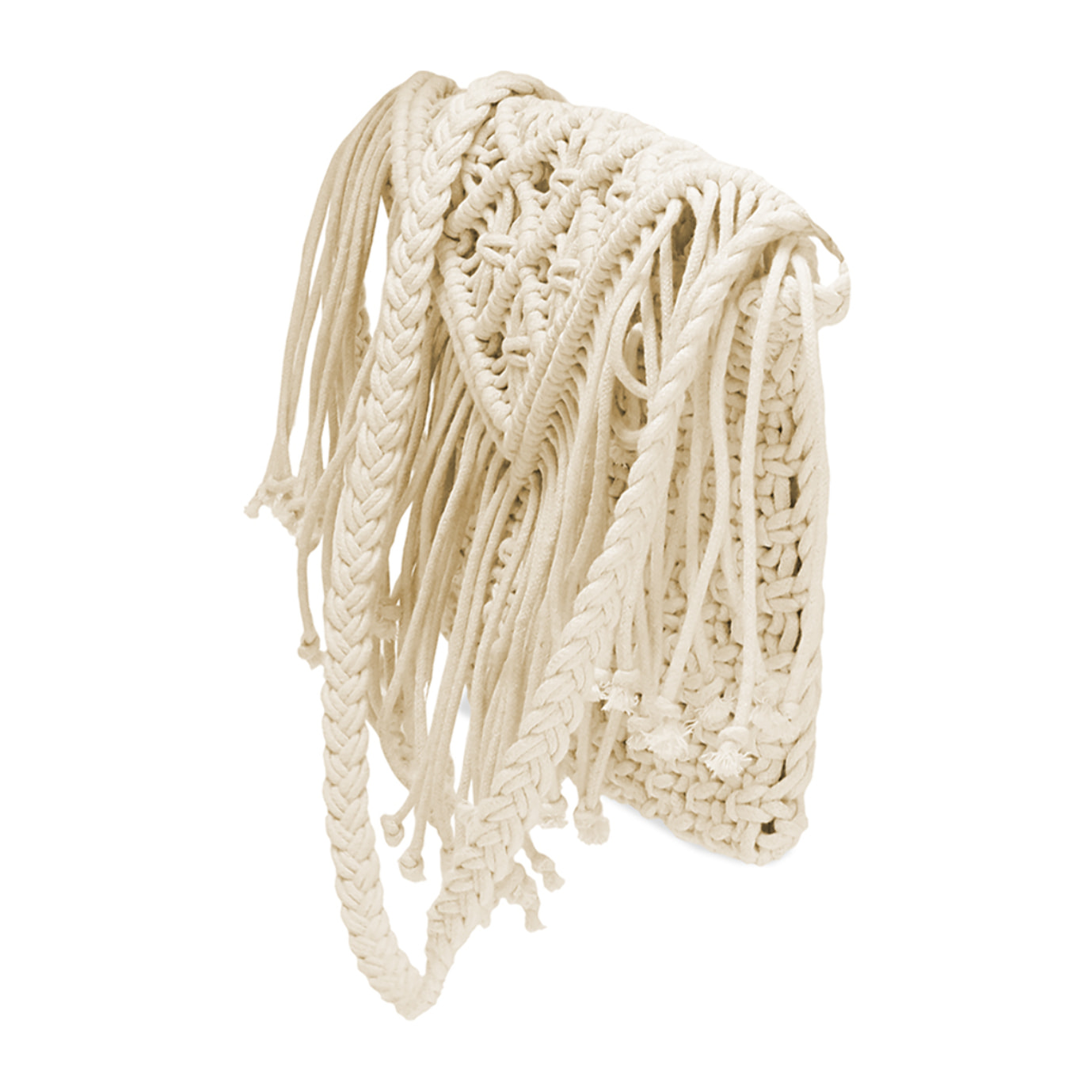 Pochette donna panna in tessuto macramè