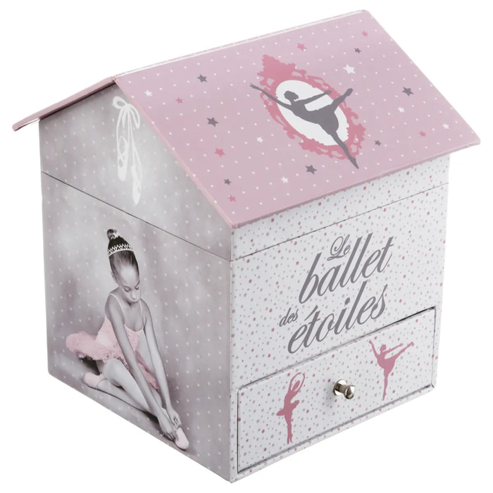 Boîte musicale "Ballerine" rose H16cm