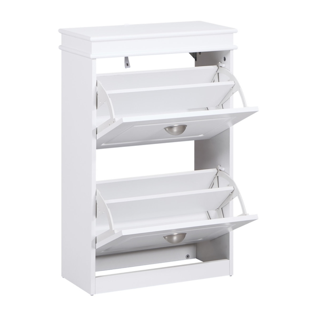 Scarpiera bianca salvaspazio con 2 ribalte 53x24x82 cm design bugnato- Vittoria