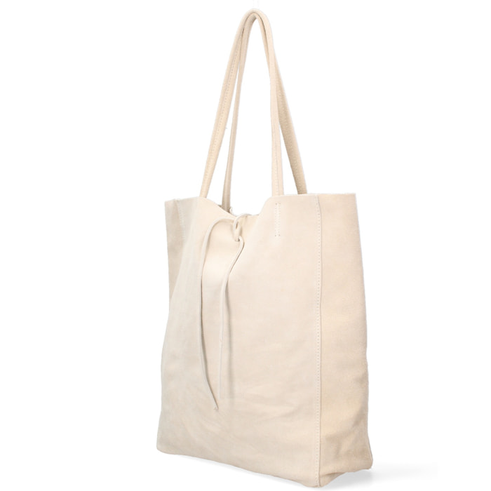 Borsa a mano da donna Made in Italy - Modello Lumena Prime - 100% pelle scamosciata - 28.0 x 35.5 x 12.5 cm