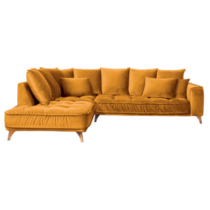 Canapé d'Angle Gauche Velours Altamo, 4 Places, Housse Déhoussable, Style Scandinave