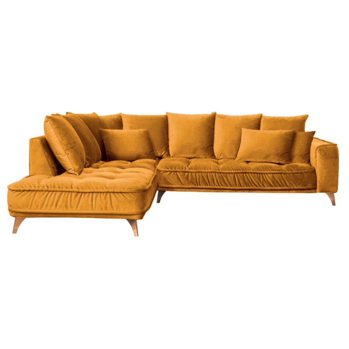 Canapé d'Angle Gauche Velours Altamo, 4 Places, Housse Déhoussable, Style Scandinave