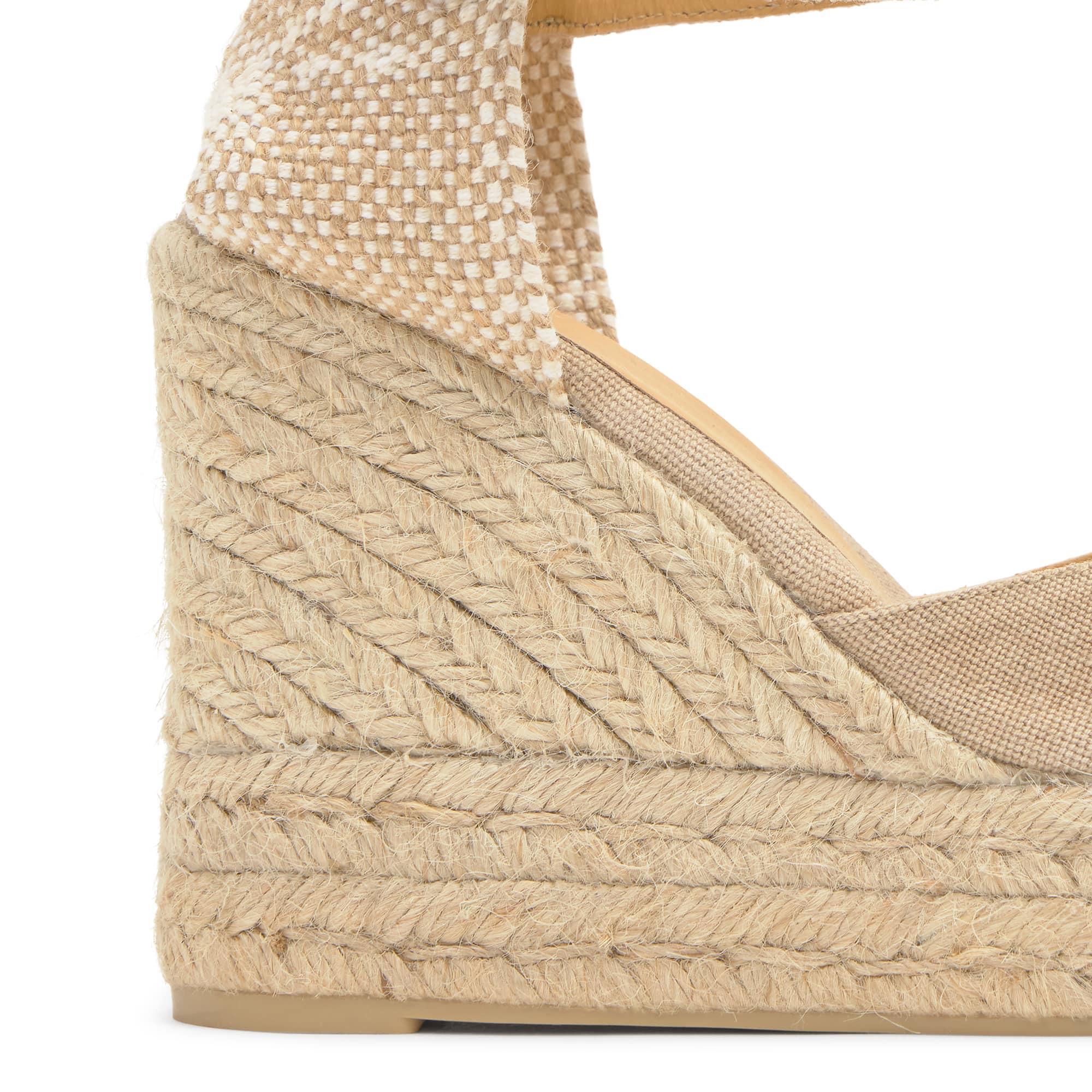 Alpargata de cuña 8 cm en lona de algodón con lazo al tobillo