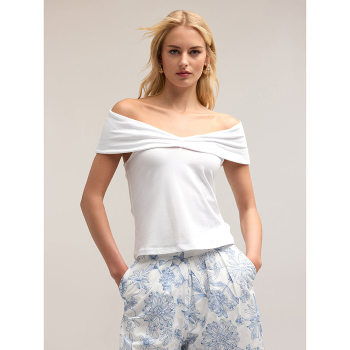 Motivi - Camiseta con hombros descubiertos - Blanco