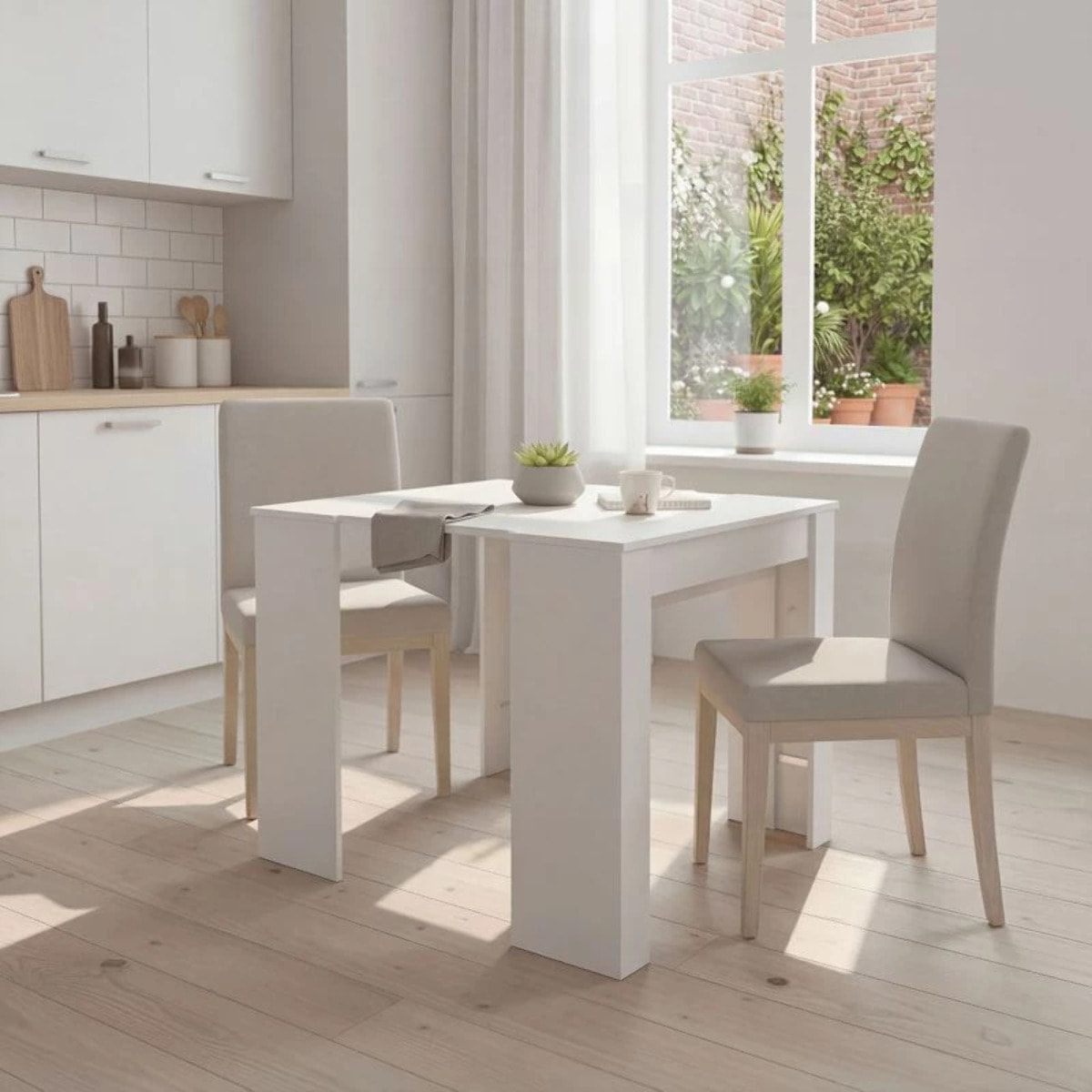 Mesa consola extensible Denis en blanco artik 50-235 cm Blanco Artik (Blanco Mate)