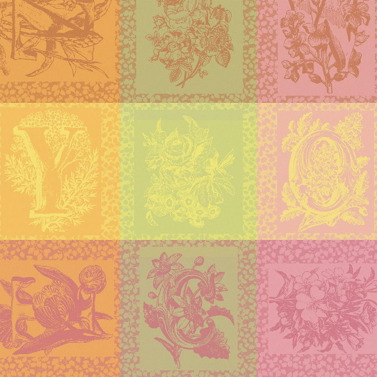 Serviette pur coton motif jacquard multicolore Mille abecedaire chatoyant