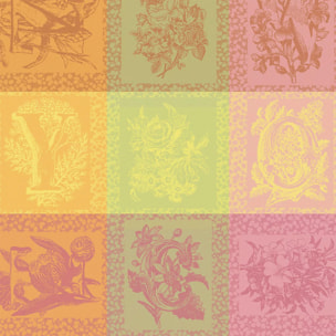 Serviette pur coton motif jacquard multicolore Mille abecedaire chatoyant