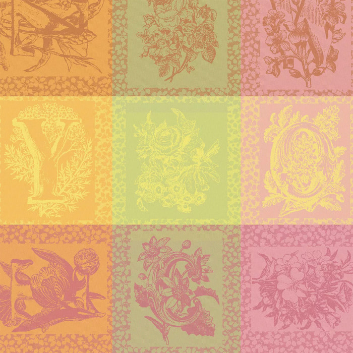 Serviette pur coton motif jacquard multicolore Mille abecedaire chatoyant